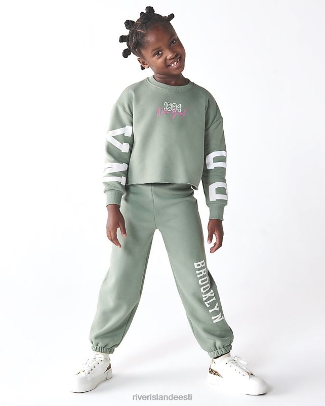 kehakate khaki tüdrukud River Island g crop dressipluusi ja sörkjooksjate komplekt 44TLL6010