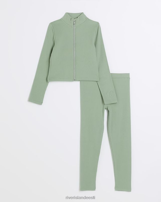 kehakate khaki tüdrukud River Island g ribi lukuga dressipluusi komplekt 44TLL6049