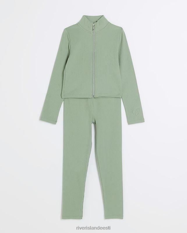 kehakate khaki tüdrukud River Island g ribi lukuga dressipluusi komplekt 44TLL6049