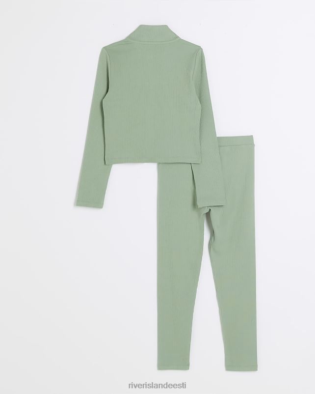 kehakate khaki tüdrukud River Island g ribi lukuga dressipluusi komplekt 44TLL6049