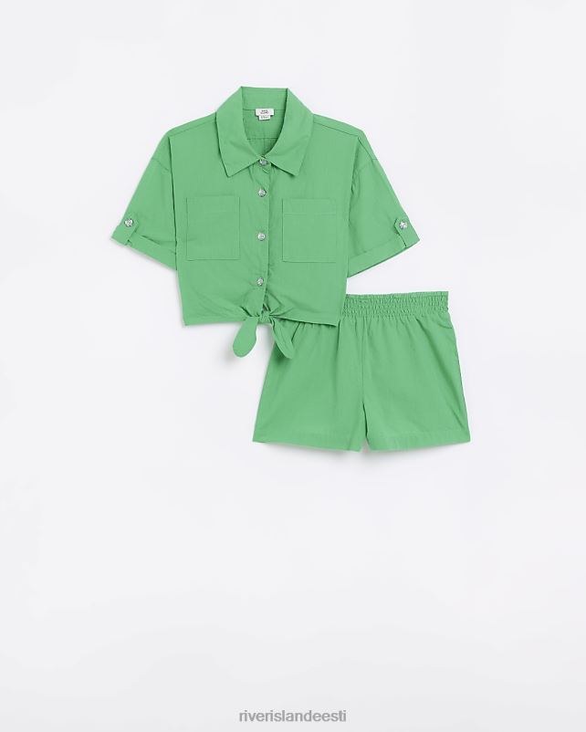 kehakate roheline tüdrukud River Island g lipsuga ees särgi ja lühikeste pükste komplekt 44TLL6358