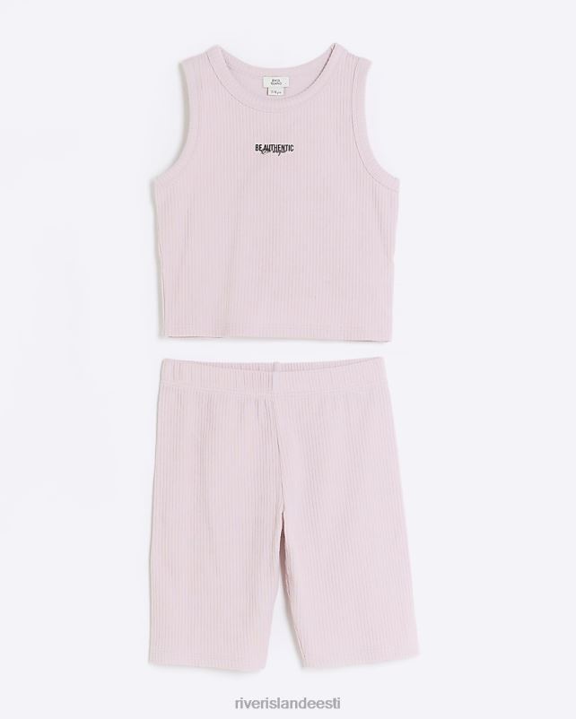 kehakate roosa tüdrukud River Island g ribiga paaki ja lühikeste pükste komplekt 44TLL6081