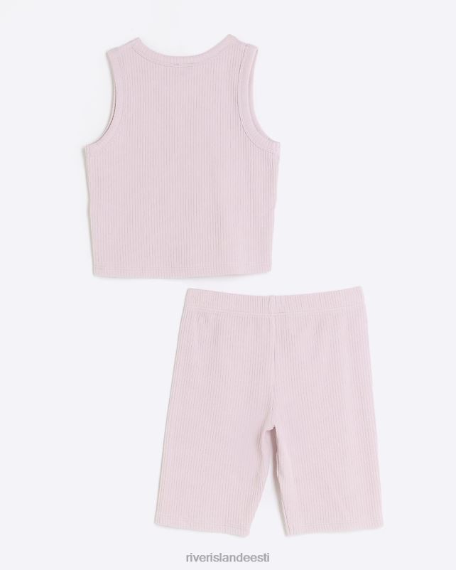 kehakate roosa tüdrukud River Island g ribiga paaki ja lühikeste pükste komplekt 44TLL6081