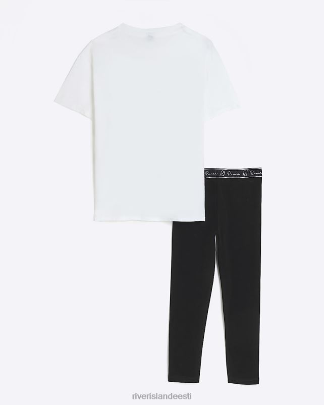 kehakate valge tüdrukud River Island g huulte prindiga t-särgi komplekt 44TLL6188