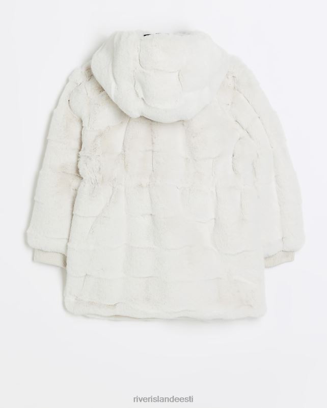 kehakate kreem tüdrukud River Island g kapuutsiga kunstkarusnahast mantel 44TLL6073