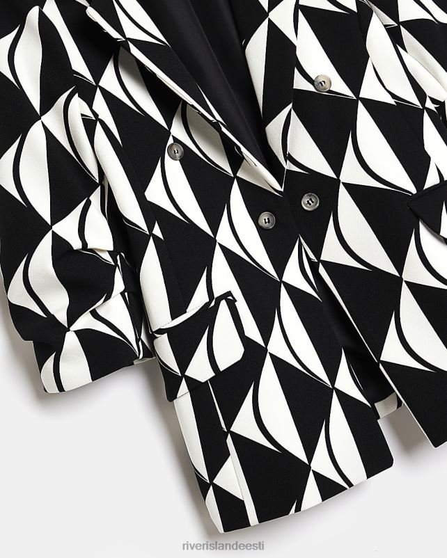 kehakate must tüdrukud River Island g ühevärviline kõverdatud varrukatega bleiser 44TLL3216