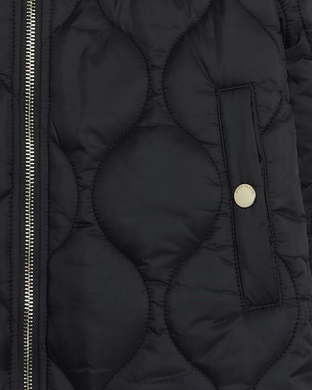 kehakate must tüdrukud River Island g polsterdatud kapuutsiga jope 44TLL6220