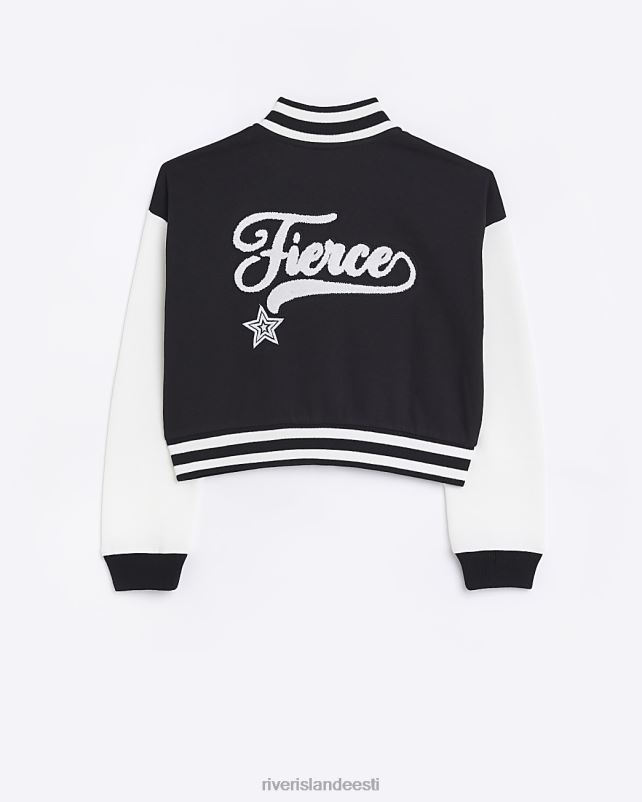 kehakate must tüdrukud River Island g tikitud ülikooli bomber jope 44TLL3409