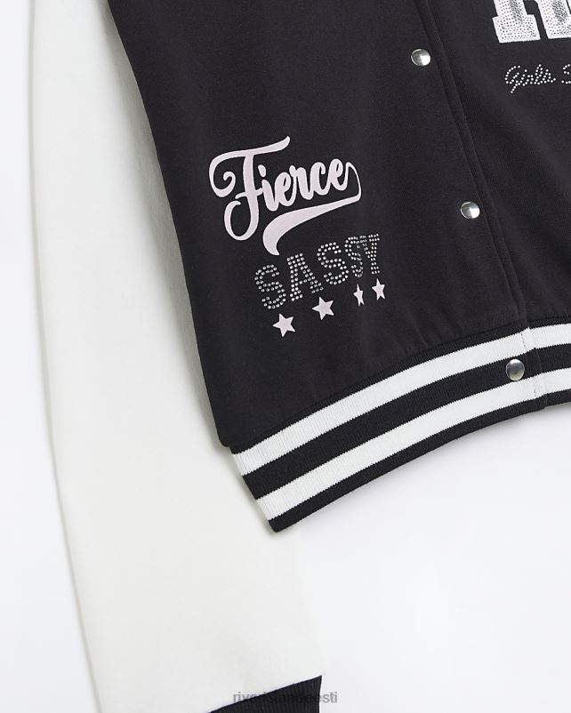 kehakate must tüdrukud River Island g tikitud ülikooli bomber jope 44TLL3409