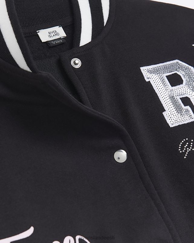 kehakate must tüdrukud River Island g tikitud ülikooli bomber jope 44TLL3409