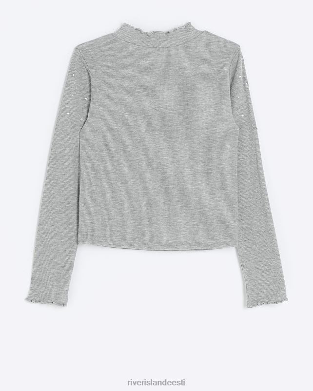 kehakate hall tüdrukud River Island g soonikuga kaunistustega pikkade varrukatega topp 44TLL3174
