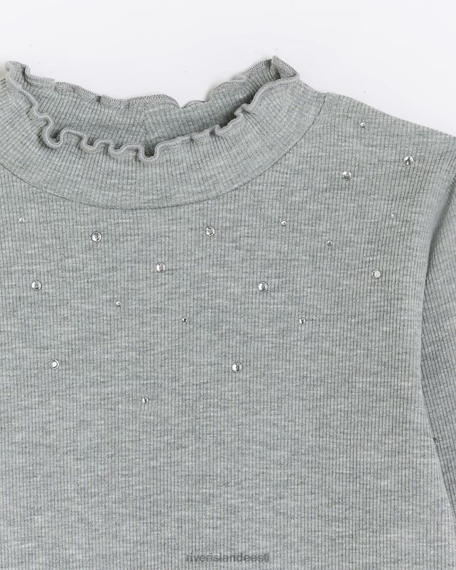 kehakate hall tüdrukud River Island g soonikuga kaunistustega pikkade varrukatega topp 44TLL3174