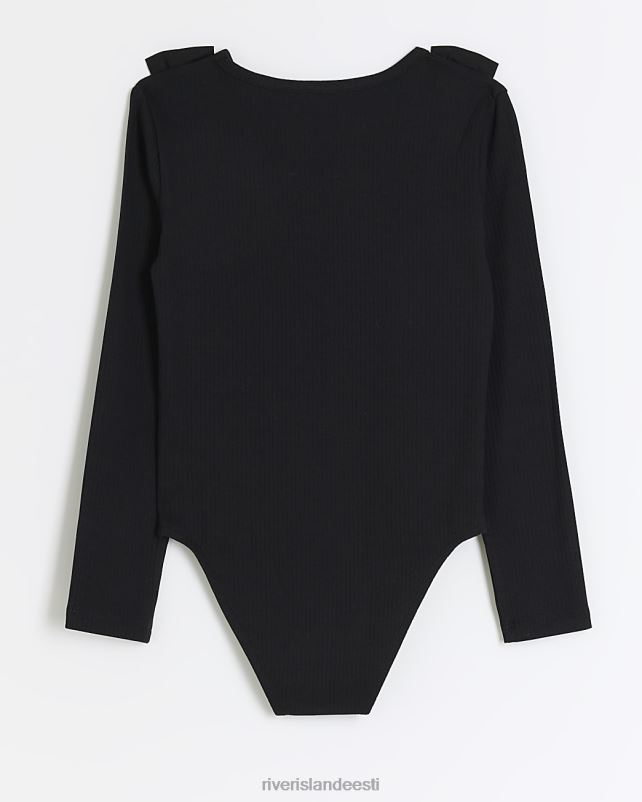 kehakate must tüdrukud River Island g vööri pikkade varrukatega body 44TLL6033