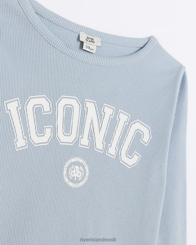 kehakate sinine tüdrukud River Island g sooniktrükiga pikkade varrukatega topp 44TLL3325