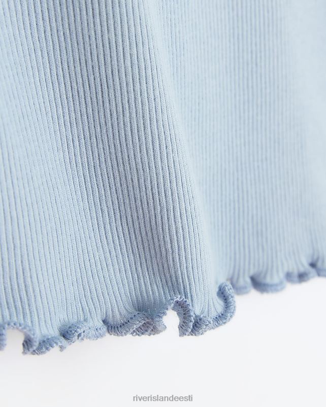 kehakate sinine tüdrukud River Island g sooniktrükiga pikkade varrukatega topp 44TLL3325