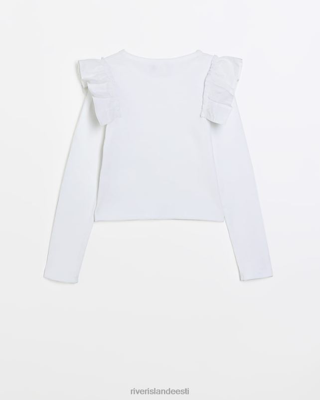 kehakate valge tüdrukud River Island g popliinist sasiga pikkade varrukatega topp 44TLL3345