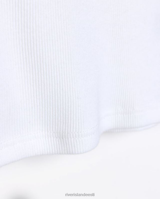 kehakate valge tüdrukud River Island g popliinist sasiga pikkade varrukatega topp 44TLL3345