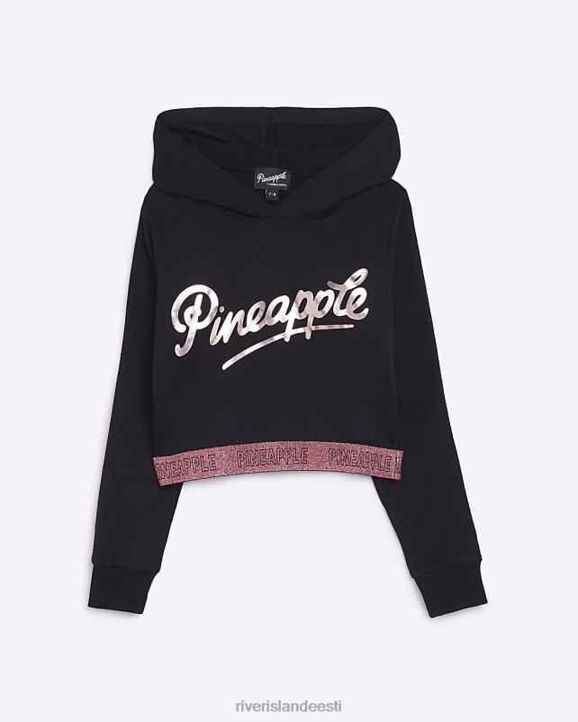 kehakate must tüdrukud River Island g ananassi sädelev teip hem hoodie 44TLL6492
