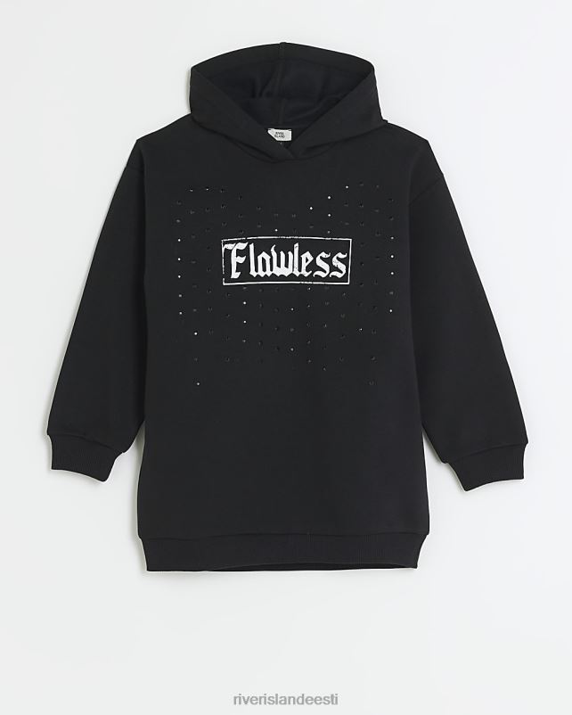 kehakate must tüdrukud River Island g kaunistusega kapuuts 44TLL6149