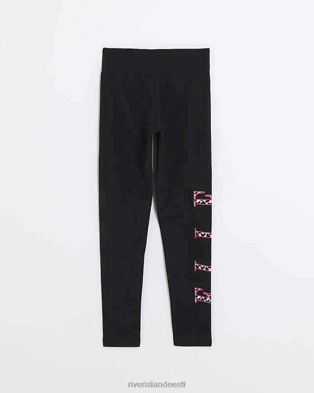 kehakate must tüdrukud River Island g elle logoga trükitud retuusid 44TLL6480