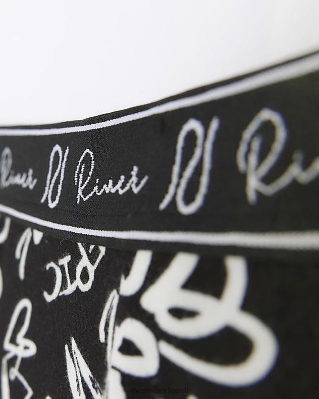 kehakate must tüdrukud River Island g lillelised graffiti mustriga säärised 44TLL6322