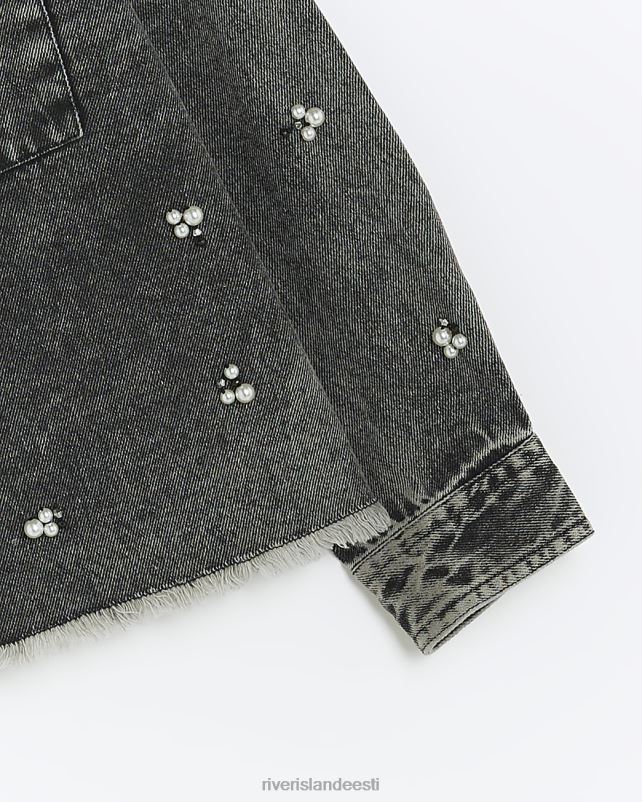 kehakate must tüdrukud River Island g kaunistusega teksasärk 44TLL6107