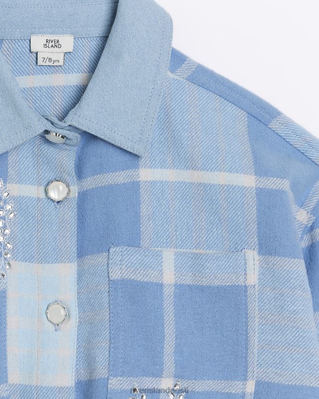 kehakate sinine tüdrukud River Island g kaunistatud tšekisärk 44TLL6134