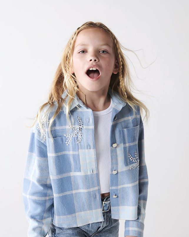 kehakate sinine tüdrukud River Island g kaunistatud tšekisärk 44TLL6134