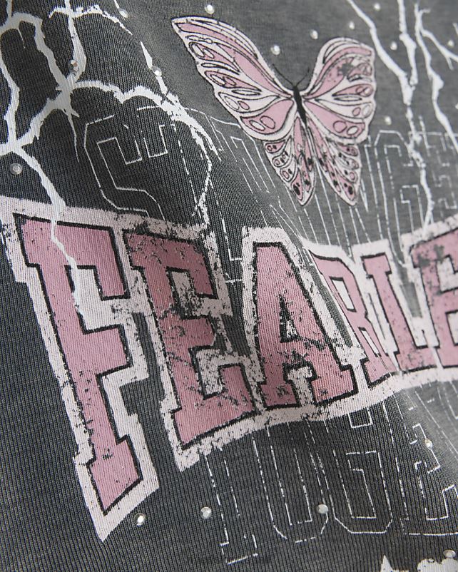 kehakate hall tüdrukud River Island g pestud graafiline crop t-särk 44TLL6187