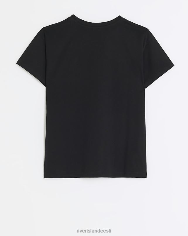 kehakate must tüdrukud River Island g diamante südamega t-särk 44TLL6137