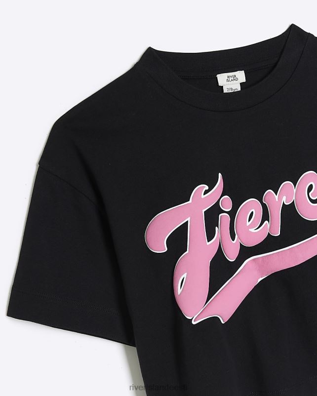 kehakate must tüdrukud River Island g graafiline kärbitud t-särk 44TLL6313