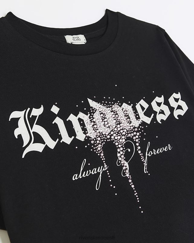 kehakate must tüdrukud River Island g headuse kaunistatud t-särk 44TLL6292