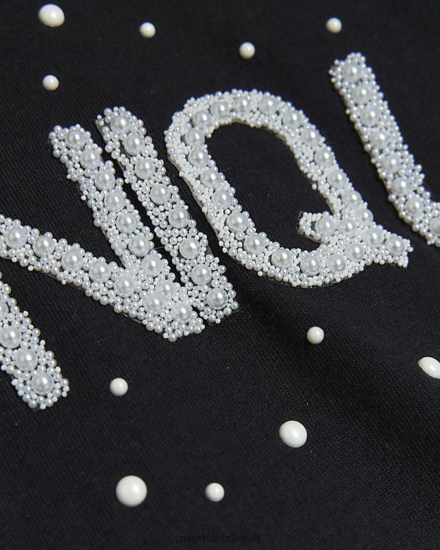 kehakate must tüdrukud River Island g kaunistatud graafiline T-särk 44TLL6199