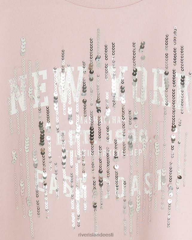 kehakate roosa tüdrukud River Island g sequin crop t-särk 44TLL6024