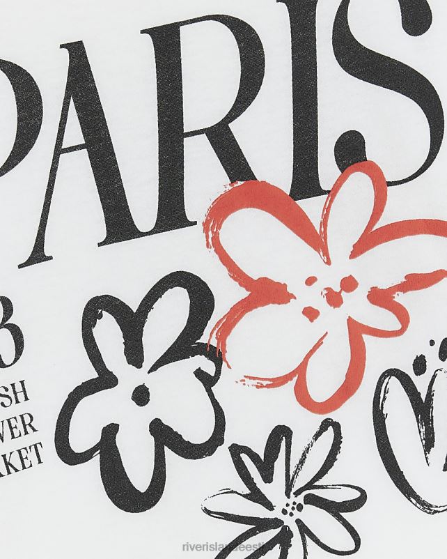 kehakate valge tüdrukud River Island g Paris lilleline T-särk 44TLL6229