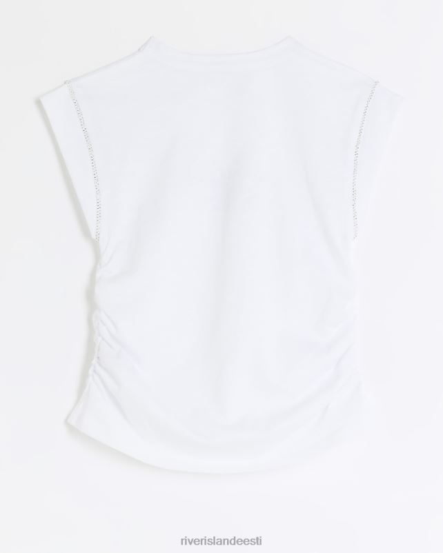kehakate valge tüdrukud River Island g diamante trimmiga t-särk 44TLL3295