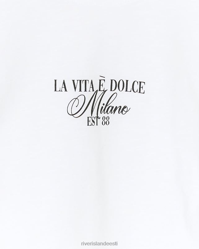 kehakate valge tüdrukud River Island g diamante trimmiga t-särk 44TLL3295