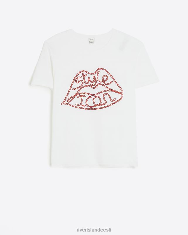 kehakate valge tüdrukud River Island g huulte t-särk 44TLL6230