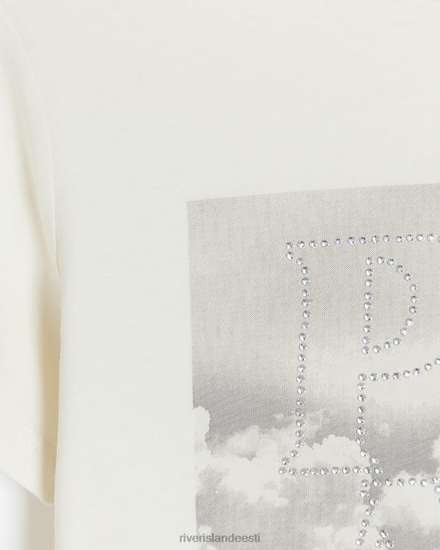 kehakate valge tüdrukud River Island g kaunistatud Pariisi graafiline T-särk 44TLL6088