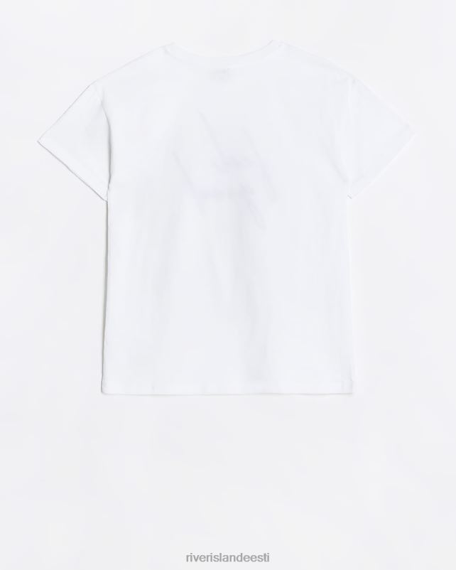 kehakate valge tüdrukud River Island g kaunistatud t-särk 44TLL6180