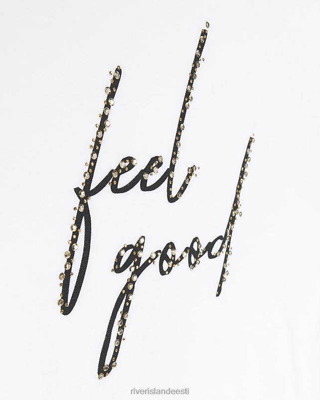 kehakate valge tüdrukud River Island g kaunistatud t-särk 44TLL6180