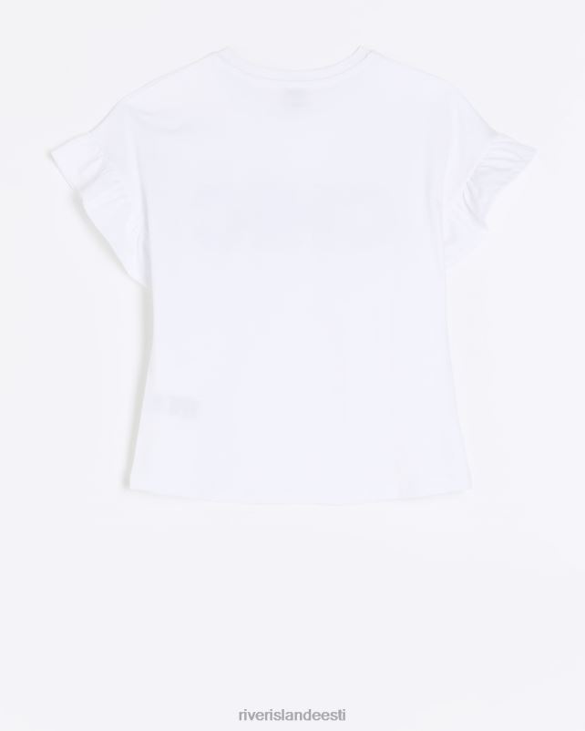 kehakate valge tüdrukud River Island g teemante frill T-särk 44TLL6086