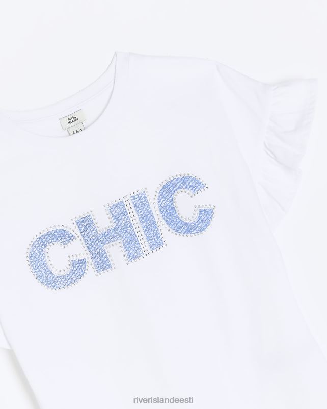 kehakate valge tüdrukud River Island g teemante frill T-särk 44TLL6086