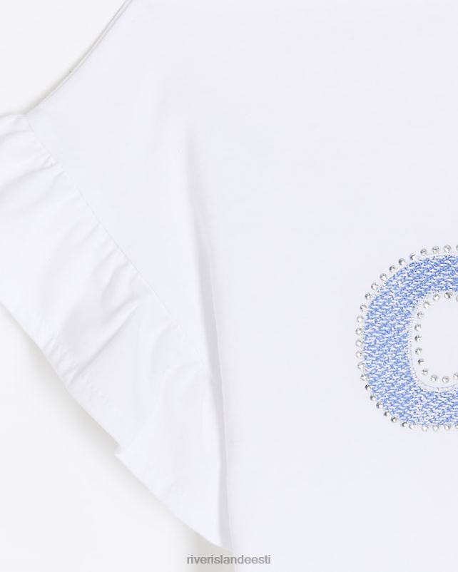 kehakate valge tüdrukud River Island g teemante frill T-särk 44TLL6086