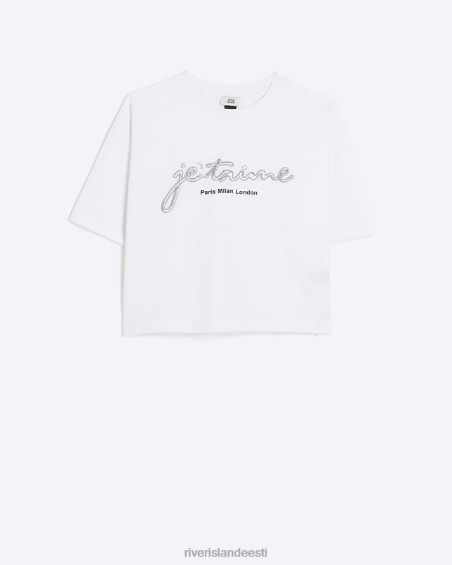 kehakate valge tüdrukud River Island g tikitud t-särk 44TLL6331