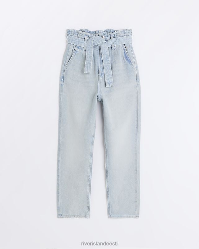 kehakate sinine tüdrukud River Island g denim paberkotiga vööga teksad 44TLL6348