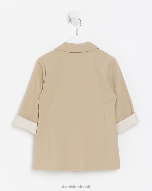 kehakate beež tüdrukud River Island mg rullitud varrukatega bleiser 44TLL3485