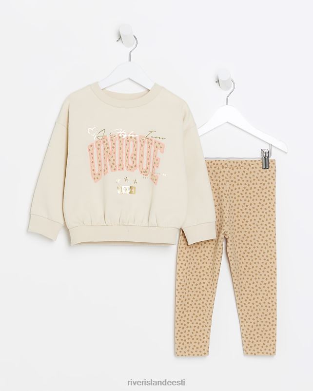 kehakate beež tüdrukud River Island mg loomamustriga dressipluusi komplekt 44TLL6639