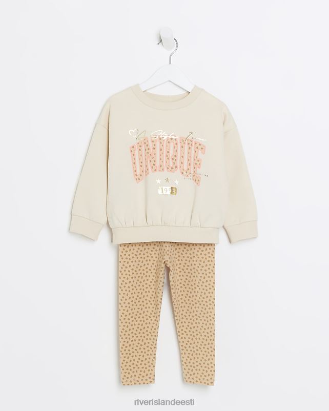 kehakate beež tüdrukud River Island mg loomamustriga dressipluusi komplekt 44TLL6639