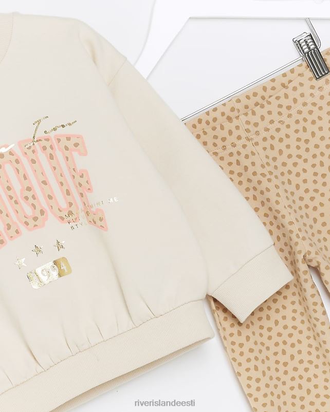 kehakate beež tüdrukud River Island mg loomamustriga dressipluusi komplekt 44TLL6639